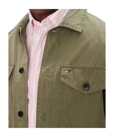 Tommy Hilfiger Man Shirt Military Green Size L Cotton