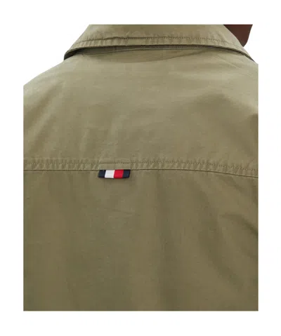 Tommy Hilfiger Man Shirt Military Green Size L Cotton