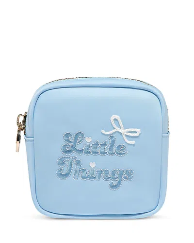 Stoney Clover Lane Mini Little Things Embroidered Nylon Pouch In Blue