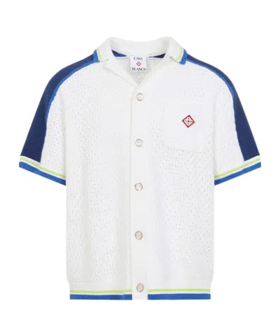 Casablanca Contrasting Trims Chest Pocket Logo-embroidered Short-sleeve Button-up Shirt In Multi