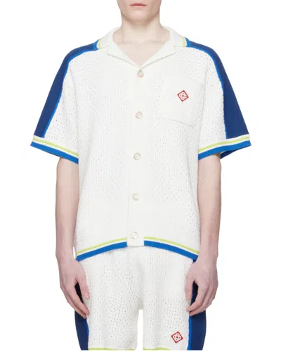 Casablanca Contrasting Trims Chest Pocket Logo-embroidered Short-sleeve Button-up Shirt In Multi