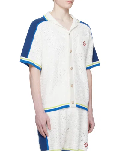 Casablanca Contrasting Trims Chest Pocket Logo-embroidered Short-sleeve Button-up Shirt In Multi