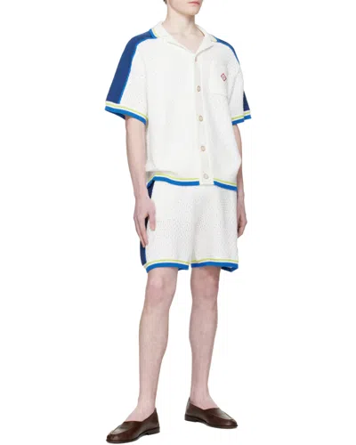 Casablanca Contrasting Trims Chest Pocket Logo-embroidered Short-sleeve Button-up Shirt In Multi