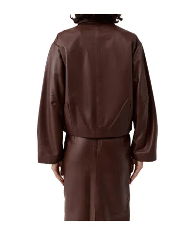 St Agni Leather Cocoon Jacket In Brown