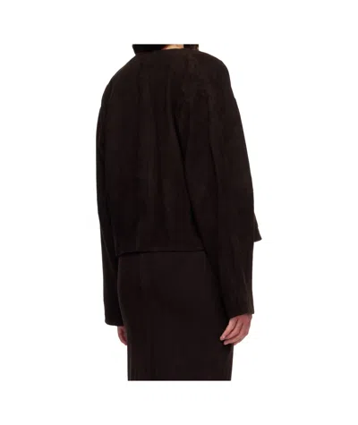 St Agni Brown Suede Utility Cocoon Bomber Jacket