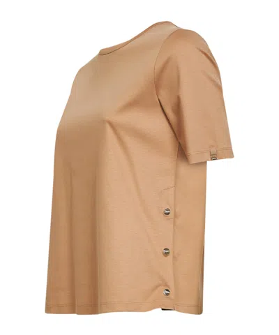 Herno Side-button T-shirt In Brown