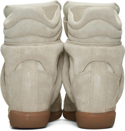 Shop Isabel Marant Ecru Suede Beckett Wedge Sneakers In 23ec Ecru