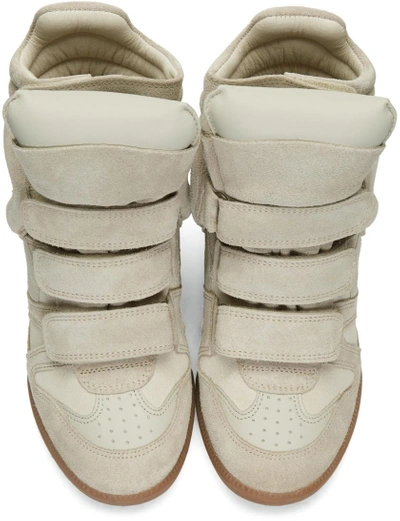 Shop Isabel Marant Ecru Suede Beckett Wedge Sneakers In 23ec Ecru