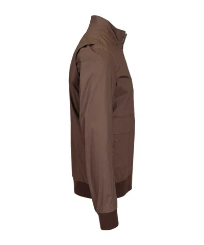 Herno Zip-up Bomber Jacket In Brown
