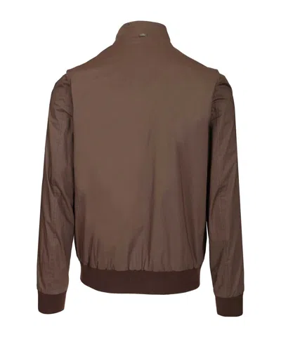 Herno Zip-up Bomber Jacket In Brown