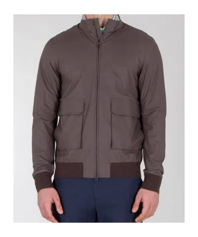 Herno Zip-up Bomber Jacket In Brown