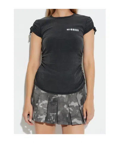 Misbhv Drawstring-sleeve T-shirt In Black