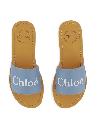 Chloé Chloe Girls Denim Kids Branded Denim Sliders 6-9 Years In Multi