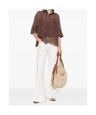 Ermanno Firenze Lace-embroidered Flared Pants In White