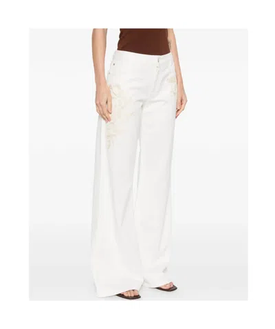 Ermanno Firenze Lace-embroidered Flared Pants In White