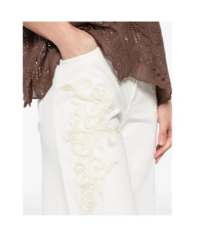 Ermanno Firenze Lace-embroidered Flared Pants In White