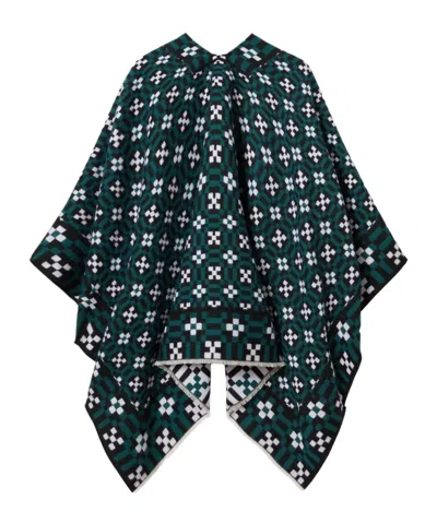 La Doublej Geometric-pattern Cape In Green