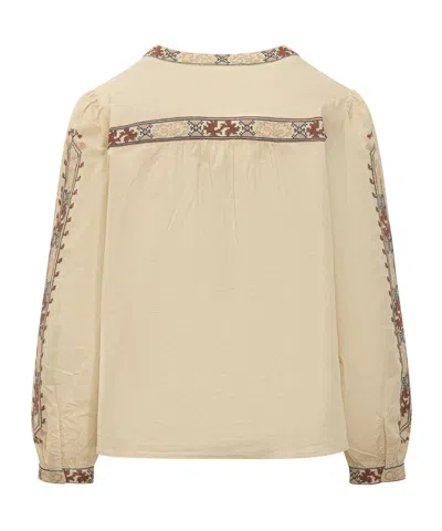 Bash Faustina Embroidered Buttoned Top In Brown