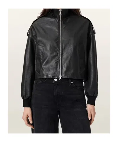 Allsaints Leather Lowden Leather Jacket In Black