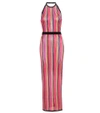 Balmain Striped Knit Halter Maxi Dress In Multicolore