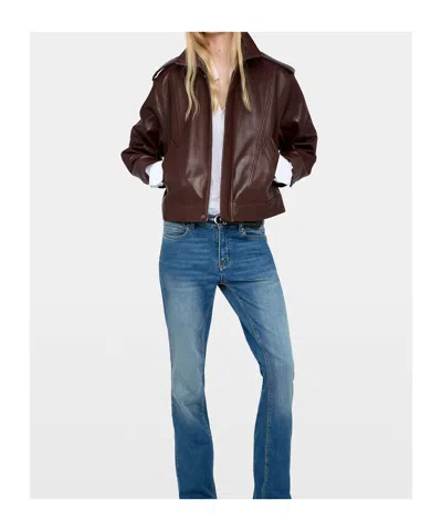 Zadig & Voltaire Womens Burgundy Kimo Leather Jacket In Brown