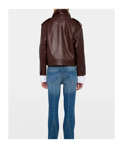 Zadig & Voltaire Womens Burgundy Kimo Leather Jacket In Brown