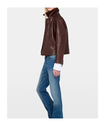 Zadig & Voltaire Womens Burgundy Kimo Leather Jacket In Brown