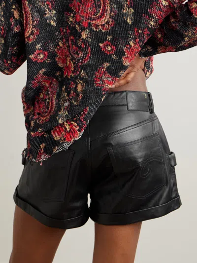 R13 Gathered Leather Shorts In Black