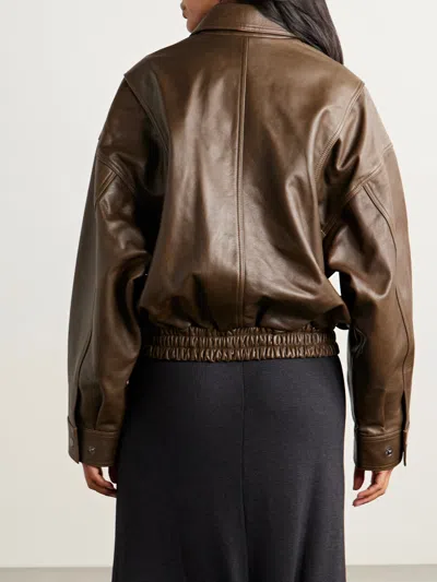 Staud Eugene Leather Jacket In Brown