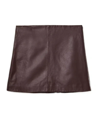 Allsaints Womens Oxblood Red Renai Slim-fit Mid-rise Leather Mini Skirt In Burgundy