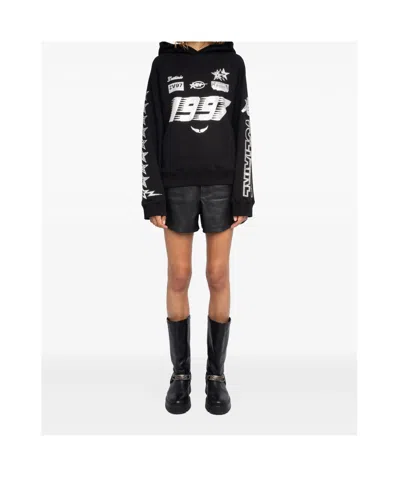 Zadig & Voltaire Womens Georgys Branded Cotton-jersey Hoody Black Xs