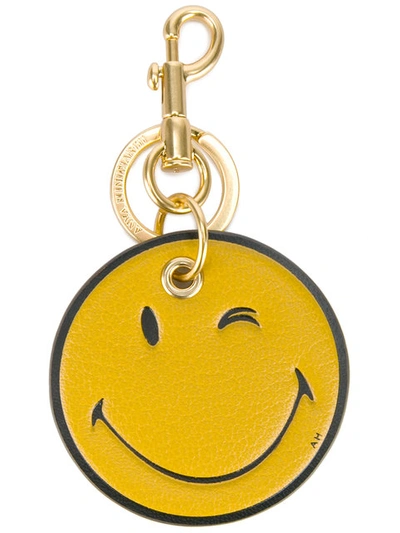 Anya Hindmarch Wink Smiley Keyring In Yellow