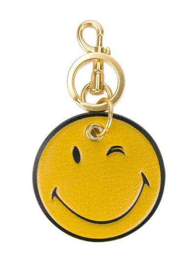 Shop Anya Hindmarch Wink Smiley Keyring In Yellow