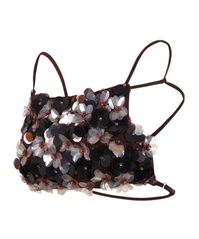 P.a.r.o.s.h Sequined Cropped Tank Top In Black