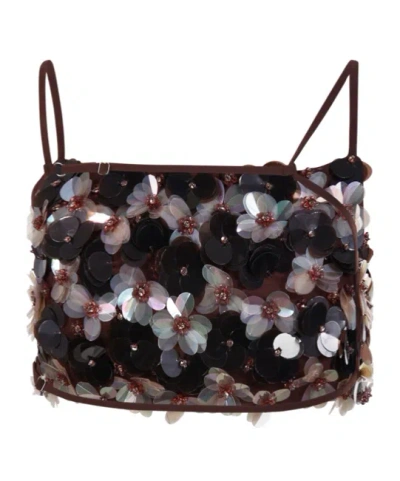 P.a.r.o.s.h Sequined Cropped Tank Top In Black