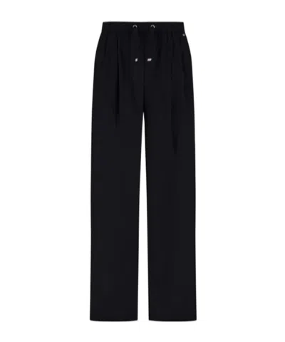 Herno Wide Leg High Waist Satin Trousers For Women In Black