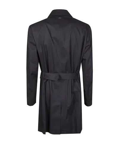 Herno Double-breasted Belted Coat In Black