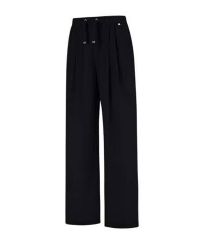 Herno Wide Leg High Waist Satin Trousers For Women In Black