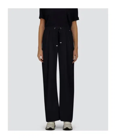 Herno Wide Leg High Waist Satin Trousers For Women In Black