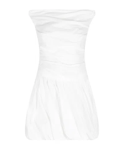 Simkhai Women's Salina Poplin Boatneck Bubble Mini Dress In White