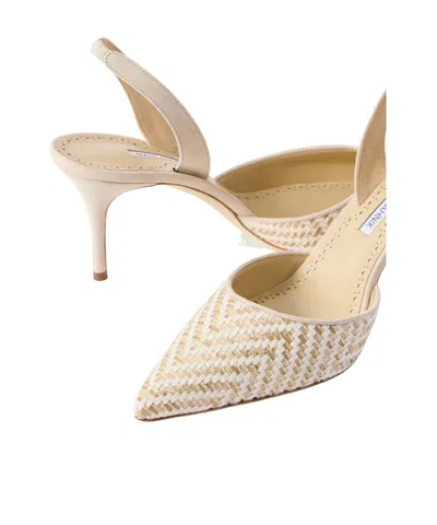 Manolo Blahnik Carolyne Woven Raffia Slingback Pump In Neutral