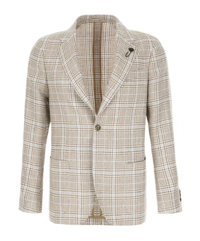 Lardini Checked-pattern Blazer In Black