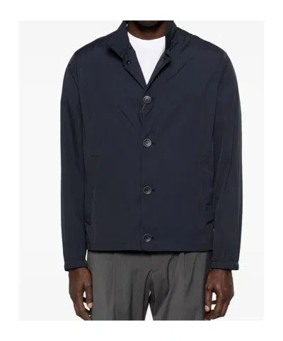 Herno Navy Blue Polyamide Short Jacket In Blue