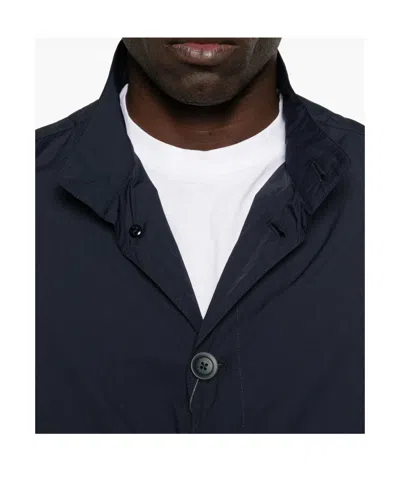Herno Navy Blue Polyamide Short Jacket In Blue