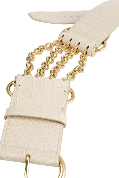 Chloé Camera Croc-effect Chain Belt In Pattern
