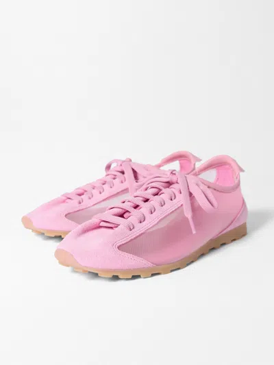 Jacquemus Les Tennis Suede And Leather Trimmed Mesh Sneakers In Pink