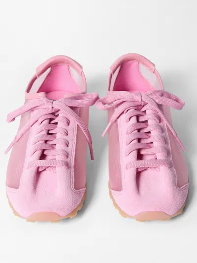 Jacquemus Les Tennis Suede And Leather Trimmed Mesh Sneakers In Pink