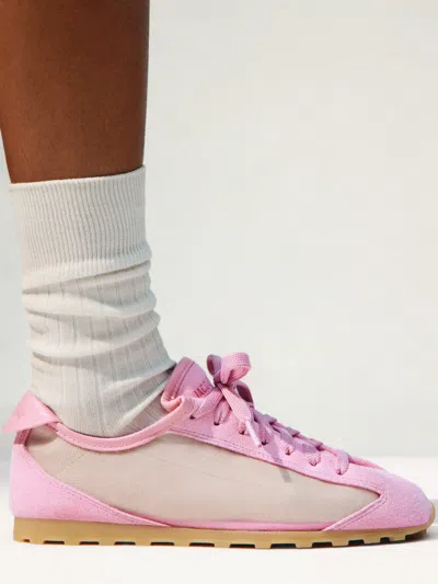 Jacquemus Les Tennis Suede And Leather Trimmed Mesh Sneakers In Pink