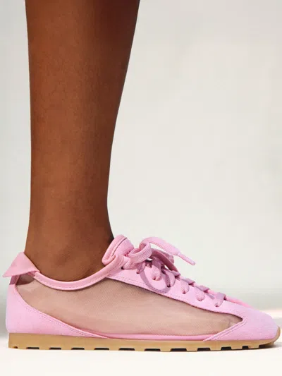 Jacquemus Les Tennis Suede And Leather Trimmed Mesh Sneakers In Pink