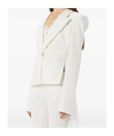 Blumarine Single-breasted Asymmetric-hem Blazer In White